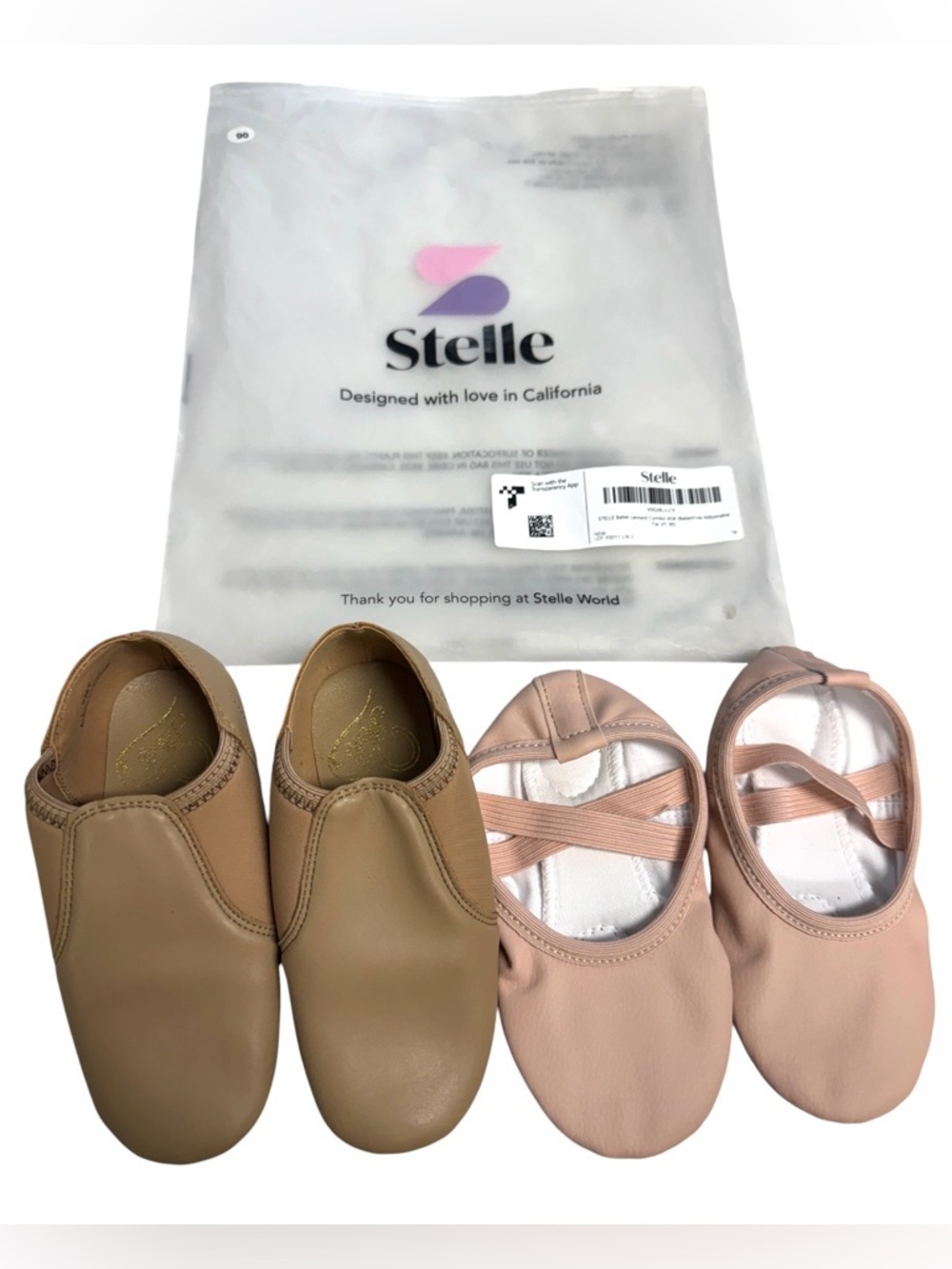 Stelle Kids Ballet Flats & Slip-On Practice Shoes - Tan & Pink 4T